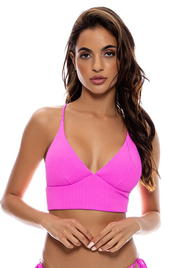 Luli Fama Playa Vibes Cross Back Bustier Top